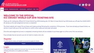 Login - Cricket World Cup Tickets