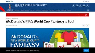 McDonald's FIFA World Cup Fantasy is live! - FIFA.com