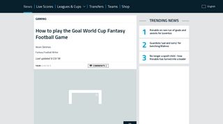 How to play the Goal World Cup Fantasy Football Game | Goal.com