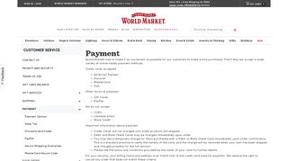 Payment-Customer Service | World Market