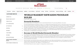 World Market Rewards Rules-Customer Service | World Market