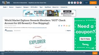 World Market Explorer Rewards Members: *HOT* Check Account for ...