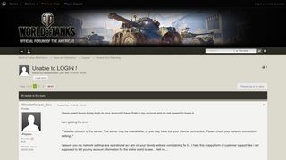 Unable to LOGIN ! - General Error Reporting - World of Tanks ...