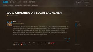 WoW crashing at login launcher - Technical Support - World of ...