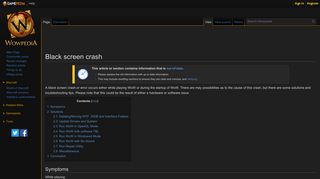 Black screen crash - Wowpedia - Your wiki guide to the World of Warcraft