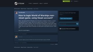 How to login World of Warships non-steam game, using Steam account ...