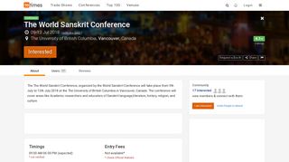 WSC (Jul 2018), The World Sanskrit Conference, Vancouver Canada ...