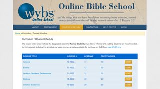 Course Schedule - WVBS Online Bible School