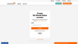 My World Vision | Register - Log in - World Vision Australia
