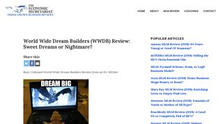 World Wide Dream Builders MLM Review | Economic Secretariat