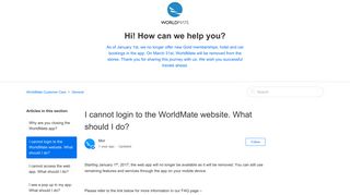I cannot login to the WorldMate website. What should I do ...