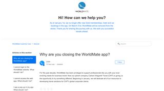 Why are you closing the WorldMate app? – WorldMate Customer Care