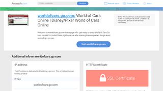 Access worldofcars.go.com. World of Cars Online | Disney/Pixar World ...