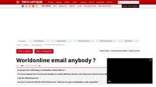 Worldonline email anybody ? - Forum Thread - Tech Advisor