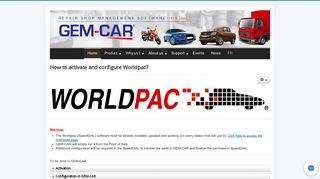 How to activate and configure Worldpac? - GEM-CAR software