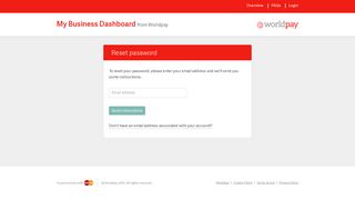 Reset password | My Business Dashboard from Worldpay