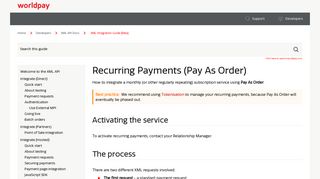 Recurring Payments (Pay As Order) - Worldpay Support