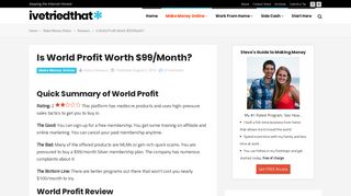 Is World Profit Worth $99/Month? - ivetriedthat