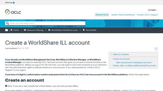 Create a WorldShare ILL account - OCLC Support