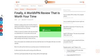 Finally, A WorldVPN Review That Is Worth Your Time