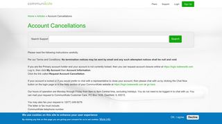 Account Cancellations | CommuniKate