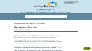 User Accounts Overview – WorshipPlanning.com Support Center