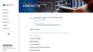 Contact Investor Relations - Worthington Industries