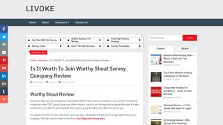 Is It Worth To Join Worthy Shout Survey Company Review - LIVOKE