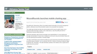 WoundRounds launches mobile charting app | I Advance Senior Care