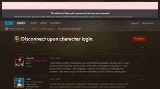 Disconnect upon character login. - World of Warcraft Forums ...