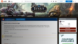 WoW crash on character login. : wow - Reddit