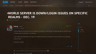 World Server is Down/Login issues on specific realms - Dec. 19 ...