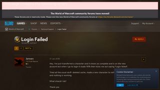 Login Failed - World of Warcraft Forums - Blizzard Entertainment