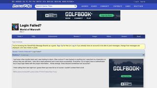 Login Failed? - World of Warcraft Message Board for PC - GameFAQs