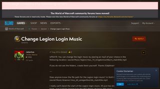 Change Legion Login Music - World of Warcraft Forums - Blizzard ...