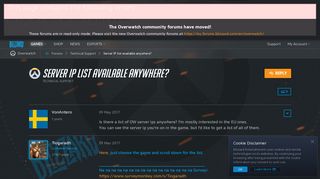 Server IP list available anywhere? - Overwatch Forums - Blizzard ...