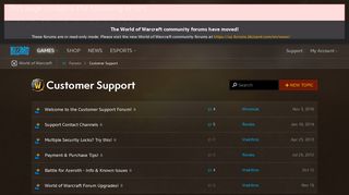 Customer Support - World of Warcraft Forums - Blizzard Entertainment