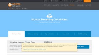 Compare Wowza Streaming Cloud Pricing Plans