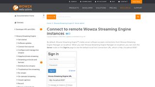 Connect to a remote Streaming Engine - Wowza