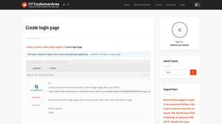 Create login page - WP Customer Area