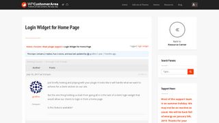 Login Widget for Home Page - WP Customer Area