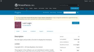 Last Login | WordPress.org