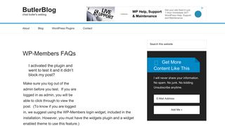 WP-Members FAQs - ButlerBlog