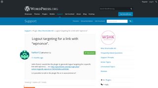 Logout targeting for a link with “wpnonce”. | WordPress.org