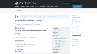 Function Reference/wp logout url « WordPress Codex