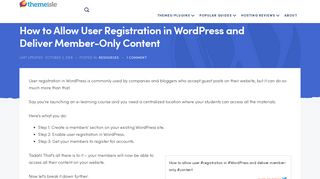 How to Allow User Registration in WordPress and Deliver Member ...