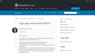 Login page remains blank (WSOD) | WordPress.org