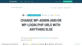 Change wp-admin and/or wp-login.php urls with anything else - WPMU Dev