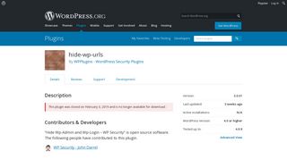 Hide Wp-Admin and Wp-Login – WP Security | WordPress.org