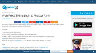 Wordpress Sliding Login & Register Panel | CONNECTwww.com